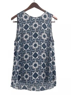 NEW! Theory Bringam Silk Sleeveless Blouse Blue Paisley Print Size Small